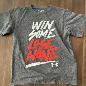 Under armour UA graphic tee youth medium “win some lose none”